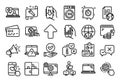 Vector set of Dryer machine, Laptop and Cogwheel settings line icons set. Vector