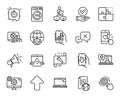 Vector set of Dryer machine, Laptop and Cogwheel settings line icons set. Vector