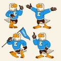 Eagle Sport Mascot in Vintage Retro Hand Drawn Style Royalty Free Stock Photo