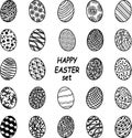 Vector set with Easter eggs with different decor and lettering happy easter set Royalty Free Stock Photo