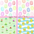 Vector set of easter seamless patterns EPS 10