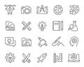 Vector Set of Editable Icons for Creativity and Design in Linear Style Royalty Free Stock Photo