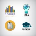 Vector set of education logos books