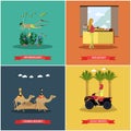 Vector set of Egypt concept posters, banners in flat style
