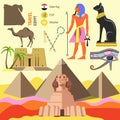 Vector set of Egypt symbols. Royalty Free Stock Photo