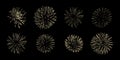 Vector set of eight fireworks isolated on black background Royalty Free Stock Photo