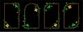 Vector set of elegant empty frames decorated with green and orange clovers and vines in Irish style. Royalty Free Stock Photo