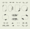 Vector set of elegant geometric frames decorated by olive branches and leaves Royalty Free Stock Photo