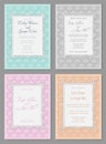 Vector set of elegant wedding invitation in pastel colors. Beaut Royalty Free Stock Photo
