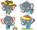 Vector set of elephant cartoon in different action