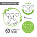 Vector set emblems of eco farm and natural food. Organic badges and labels