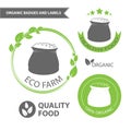 Vector set emblems of eco farm and natural food. Organic badges and labels