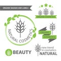 Vector set emblems of natural and organic cosmetics. Organic badges and labels