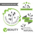 Vector set emblems of natural and organic cosmetics. Organic badges and labels Royalty Free Stock Photo