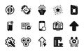 Vector set of Employees teamwork, Recovery phone and Customisation icons simple set. Vector