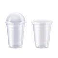 Vector set of empty clear disposable plastic cup,realistic 3d