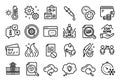 Vector set of Energy, Hypoallergenic tested and Wrong file line icons set. Vector