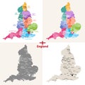 Vector set of England maps with largest cities