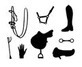 Vector set of equestrian equipment silhouette Royalty Free Stock Photo