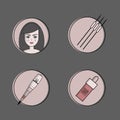 Vector set of equipment for permanent make-up. Used for icons on the site, business cards