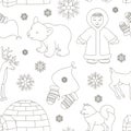 Vector set of eskimo characters pattern Royalty Free Stock Photo