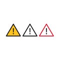 Vector set of exclamation sign. Triangle danger sign. .
