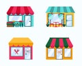 Vector set of exterior buildings shop city elements Royalty Free Stock Photo