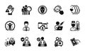 Vector set of Face detect, Friends couple and Thermometer icons simple set. Vector