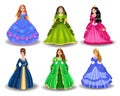Vector set of fairytale princesses Royalty Free Stock Photo