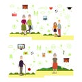 Vector set of family people symbols, icons in flat style Royalty Free Stock Photo