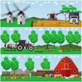 Vector set of farming concept design elements in flat style Royalty Free Stock Photo