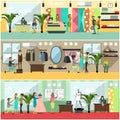 Vector set of fashion atelier posters, banners in flat style