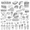 Vector set fast food Royalty Free Stock Photo