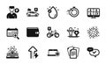Vector set of Fast recovery, Energy growing and Notebook service icons simple set. Vector