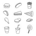 Vector set of fastfood doodle