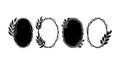 Abstract black floral wreath frames with leaves and branches for decoration and design elements vector set Royalty Free Stock Photo