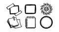 Hand-drawn sticky notes and notebook page vector set with circular frame and wreath design Royalty Free Stock Photo