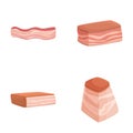 Vector set featuring different styles of bacon slices suitable for foodrelated designs Royalty Free Stock Photo