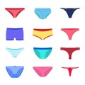 Vector set of female panties, underwear for women Royalty Free Stock Photo