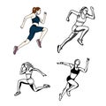 vector set of female sprinter Royalty Free Stock Photo