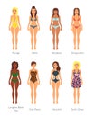 Vector set of female swimsuit