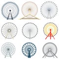 Vector set of ferris wheels