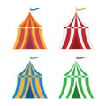 Vector set of festival tents in different colors. Icon, sign, symbol. Flat design. For various design purposes in print