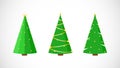 Vector Set of festive Christmas trees with stars in flat style. Royalty Free Stock Photo