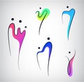 Vector set of figure line silhouette logos, human, men, sport and dancing signs. Abstract stylized people