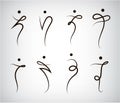 Vector set of figure line silhouette logos, human, men, sport and dancing signs. Royalty Free Stock Photo