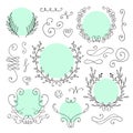 Vector set of filigree rustic design elements. Good for logotypes, wedding card design and birthday invitations. Royalty Free Stock Photo