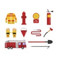 Vector set firefighter fire safety icons