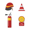 Vector set firefighter fire safety icons