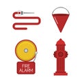 Vector set firefighter fire safety icons